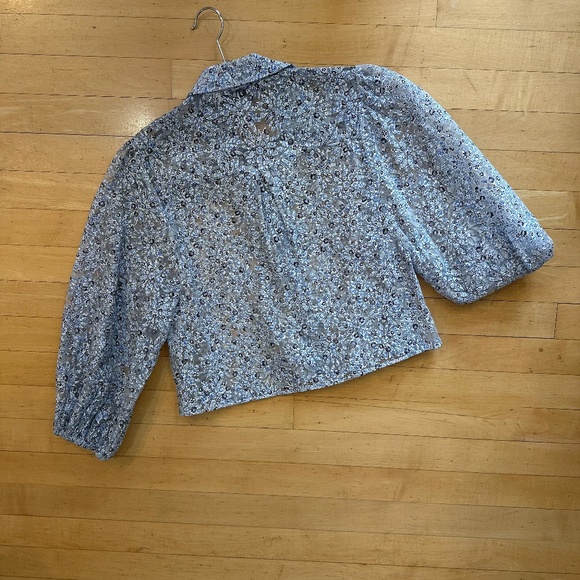 Zara chiffon sheer floral crop blouse, XS, GD1214 - Picture 4 of 4